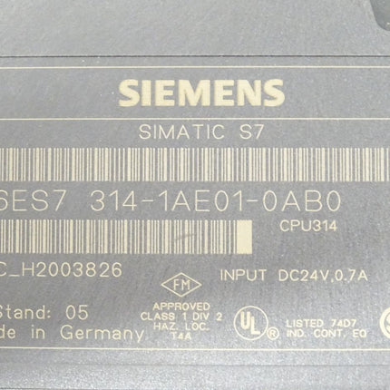 Siemens Simatic S7-300 CPU 6ES7314-1AE01-0AB0 / 6ES7 314-1AE01-0AB0 E:05