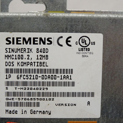 Siemens Sinumerik 840D MMC100.2 12MB 6FC5210-0DA00-1AA1 Version A - Maranos.de