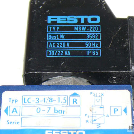 Festo LC-3-1/8-1,5 Magnetventil + MSW-220 Magnetspule