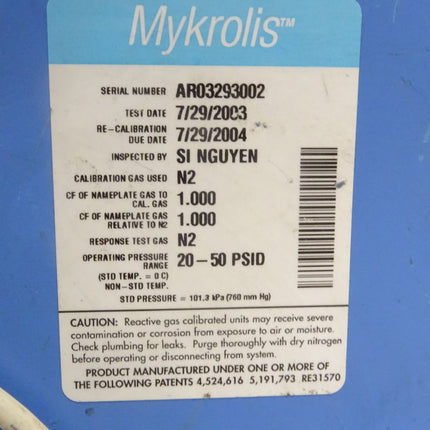 Mykrolis Tylan 2920 Series / Mass Flow controller / FC-2920V 60SPLM N2