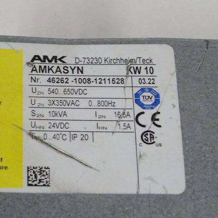 AMK AMKASYN KW10 Frequenzumrichter 46262 10kVA 16,5A 3x350V Version: 03.22