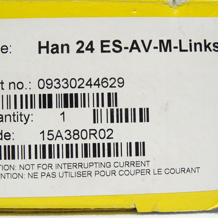 Harting Han 24 ES-AV-M-Links Anschlussstecker 09330244629 / 15A380R02 NEU-OVP