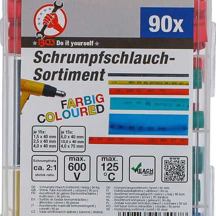 BGS 88150 Schrumpfschlauch-Sortiment | farbig | 90-tlg. - Maranos.de