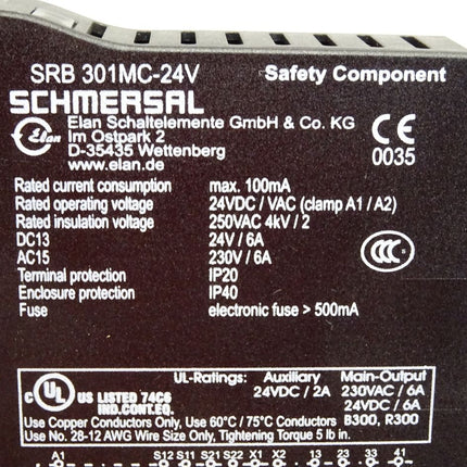 Schmersal Safety Baustein 101190684 SRB301MC-24V / Neuwertig