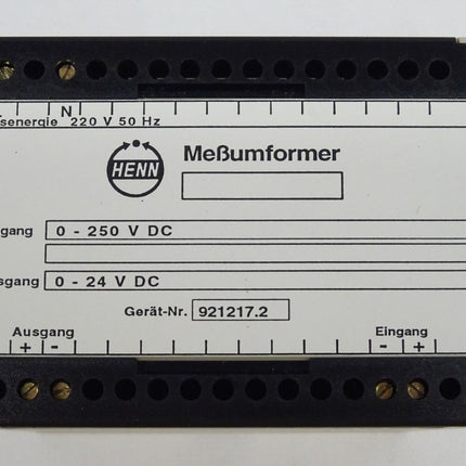 HENN Meßumformer 921217.2  E: 0 - 250 V DC / A: 0 - 24 V DC Hilfsenergie 220 V 50 Hz