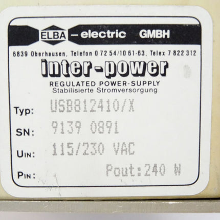 Elba Electric Inter-Power Stabilisierte Stromversorgung USB812410 / X