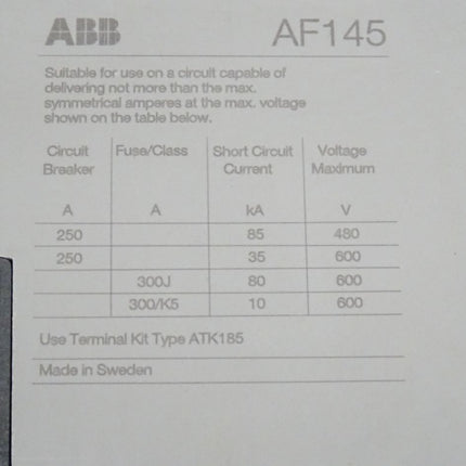 ABB AF145-30 Schütz Kontaktor 250A / 48-130V