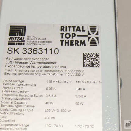 Neu: Rittal Luft-und Wasser-Wärmetauscher SK 3363.110 / SK 3363110