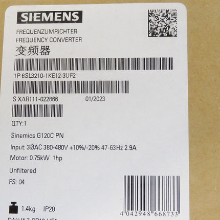 Siemens Sinamics G120C 6SL3210-1KE12-3UF2 6SL3 210-1KE12-3UF2 / Neu OVP - Maranos.de