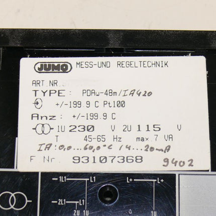 Jumo PDAw-48m Mess- und Regeltechnik Temperaturregler NEU