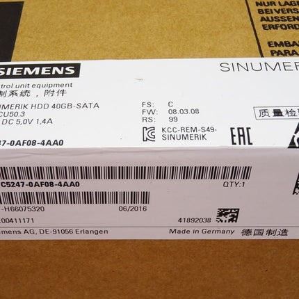 Siemens Sinumerik HDD 6FC5247-0AF08-4AA0 / Neu OVP versiegelt