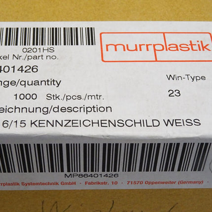 Murrplastik 86401426 KWI 6/15 weiß / Inhalt:1000 Stück / Neu OVP - Maranos.de