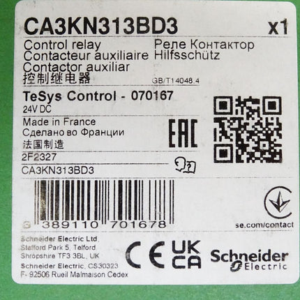 Schneider Electric Hilfsschütz CA3KN313BD3 TeSys Control 070167 / Neu OVP - Maranos.de