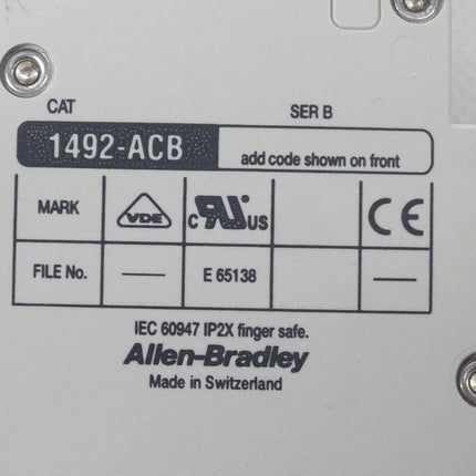 Allen Bradley 1492-ACBH1 Schutzschalter Zubehör 1492 ACBH1 6A / 277 VAC NEU-OVP