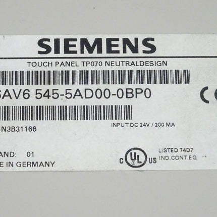 Siemens 6AV6545-5AD00-0BP0 Touch Panel TP070 6AV6 545-5AD00-0BP0
