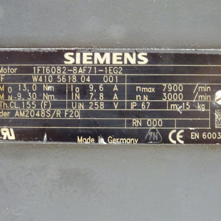 Siemens 1FT6082-8AF71-1EG2 Servomotor 1FT6 082-8AF71-1EG2