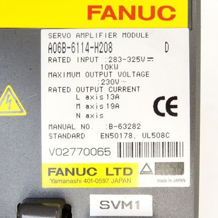 Fanuc Servo Amplifier Module A06B-6114-H208