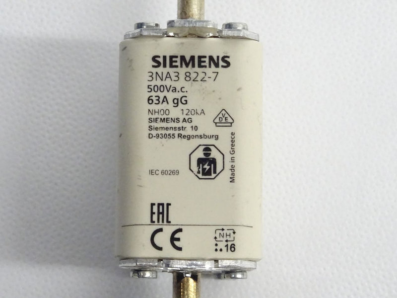 Siemens 3NA3822-7 NH-Sicherungseinsatz 3NA3 822-7