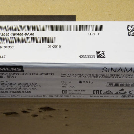 Siemens Sinamics CU320-2 DP 6SL3040-1MA00-0AA0 / Neu OVP versiegelt - Maranos.de