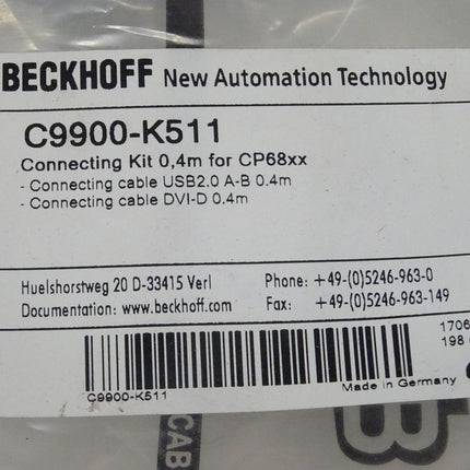 Beckhoff C9900-K511 Connection Kit 0,4m for CP86xx USB2.0 NEU-OVP versiegelt