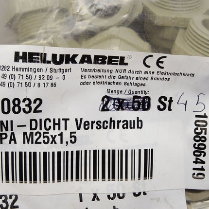 Helukabel UNI-DICHT Verschraub PA M25x1,5 / 90832 / Inhalt : 45 Stück / Neu OVP