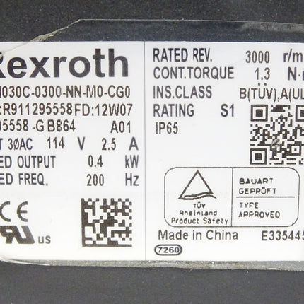 Rexroth Servomotor R911295559 MSM030C-0300-NN-M0-CG1 3000r/min 0.4kW - Maranos.de