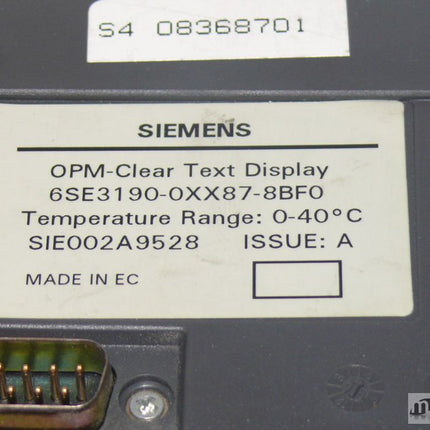 Siemens 6SE3190-0XX87-8BF0 / 6SE3 190-0XX87-8BF0 Issue: A
