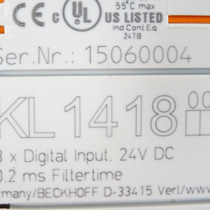 Beckhoff KL1418 8x Digital Input 24VDC 0.2ms