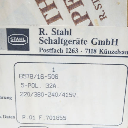 Stahl Schaltgeräte Schaltersteckdose 8578/16 / Neu OVP - Maranos.de