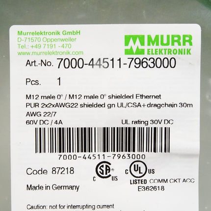 Murr Elektronik Kabel 7000-44511-7963000 / Neu OVP - Maranos.de