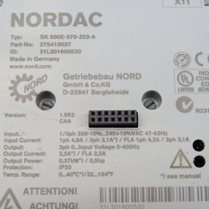 Nordac Getriebebau NORD SK500E-370-323-A 275410037 Frequenzumrichter 	0,37 kW - Maranos.de