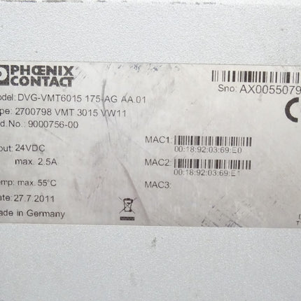 adstec - Phoenix Contact 2700798 DVG-VMT6015 175-AG AA.01 Panel Industrtriepanel