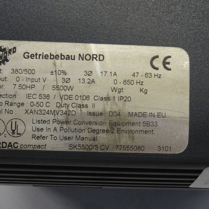 Getriebebau NORD AG SK5500/3 CV 77555080/3101 Frequenzumrichter (Bruchstelle siehe Fotos)