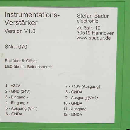 Stefan Badur electronic Instrumentations-Verstärker V1.0