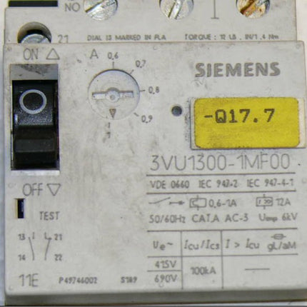 SIEMENS 3VU1300-1MF00 Motorschutzschalter