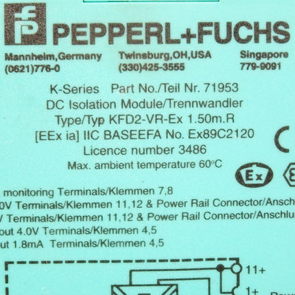 Pepperl+Fuchs k-Series 71953 KFD2-VR-Ex1.50m.R - Maranos.de