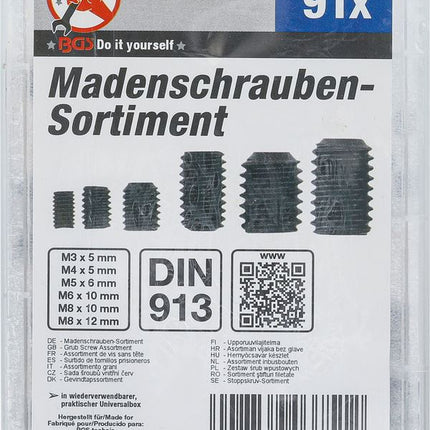 BGS 88156 Madenschrauben-Sortiment | 91-tlg. M3 - M8 Sortiment - Maranos.de