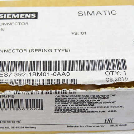 Siemens 6ES7392-1BM01-0AA0 / 6ES7 392-1BM01-0AA0 Neu OVP