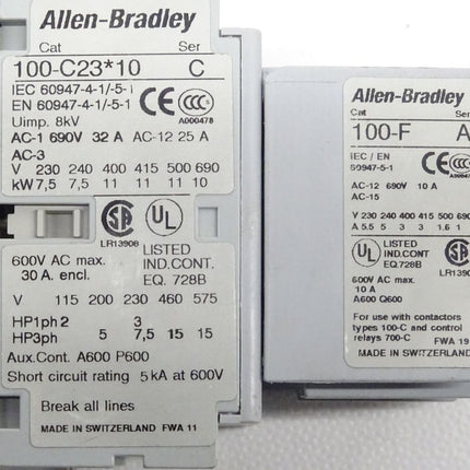 Allen-Bradley 100-C23*10 (C) + AB 100-F (A) + 100-FSC280 (A)  Schütz
