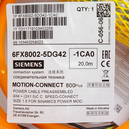 Siemens 6FX8002-5DG42-1CA0 20m Motion-Connect 800Plus / Neu OVP - Maranos.de