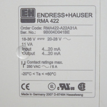 Endress+Hauser RMA422 RMA422-A22A31A Process Transmitter / Neu - Maranos.de