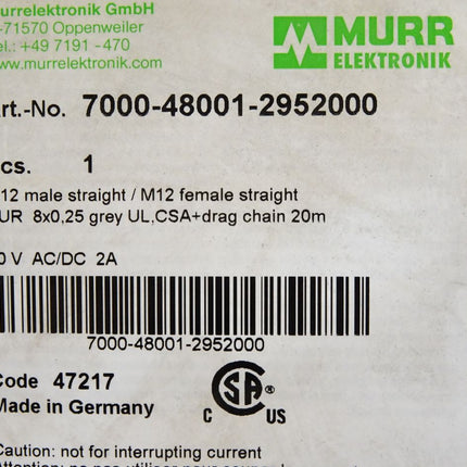 Murr Elektronik Kabel 7000-48001-2952000 / Neu OVP - Maranos.de