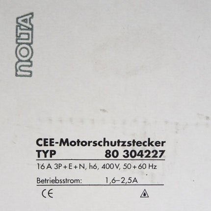Nolta CEE-Motorschutzstecker 80304227 1.6-2.5A / Neu OVP - Maranos.de