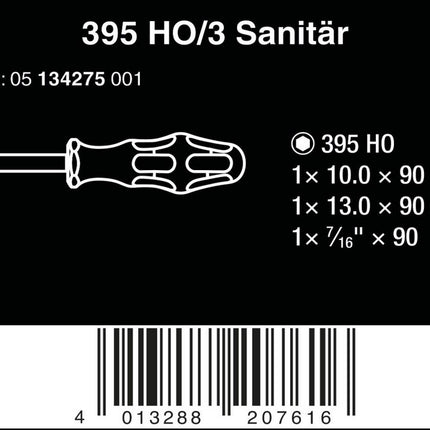 Wera 395 HO/3 Sanitär Steckschlüssel Set 05134275001 Holschaft 10mm 13mm 7/16Zol - Maranos.de