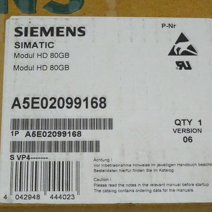 Siemens A5E02099168 Simatic Festplatte Modul HD 80GB NEU-Versiegelt