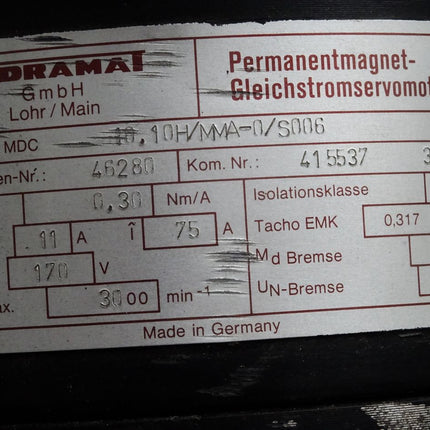 Indramat Permanentmagnet-Gleichstromservomotor MDC10.10H / MMA-0 / S006 3000min-1 - Maranos.de