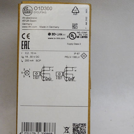Ifm Electronic O1D300 O1DLF3KG/IO-LINK Optischer Füllstandsensor  / Neu OVP - Maranos.de