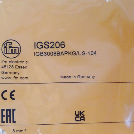 Ifm electronic Induktiver Sensor IGS206 IGB3008BAPKG/US-104 / Neu OVP - Maranos.de