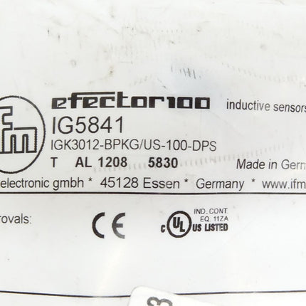 Ifm Electronic Efector100 / IG5841 / IGK3012-BPKG/US-100-DPS / Neu OVP