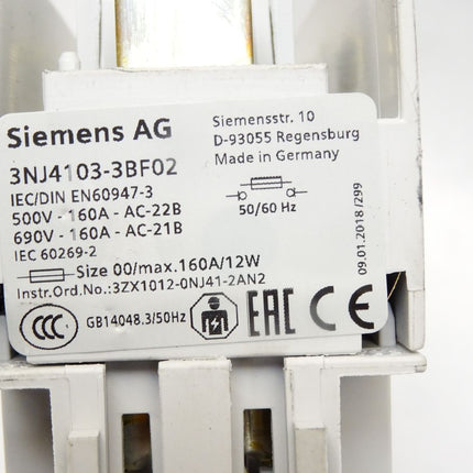 Siemens 3NJ4103-3BF02 Sicherungslasttrennleiste 3-polig schaltbar